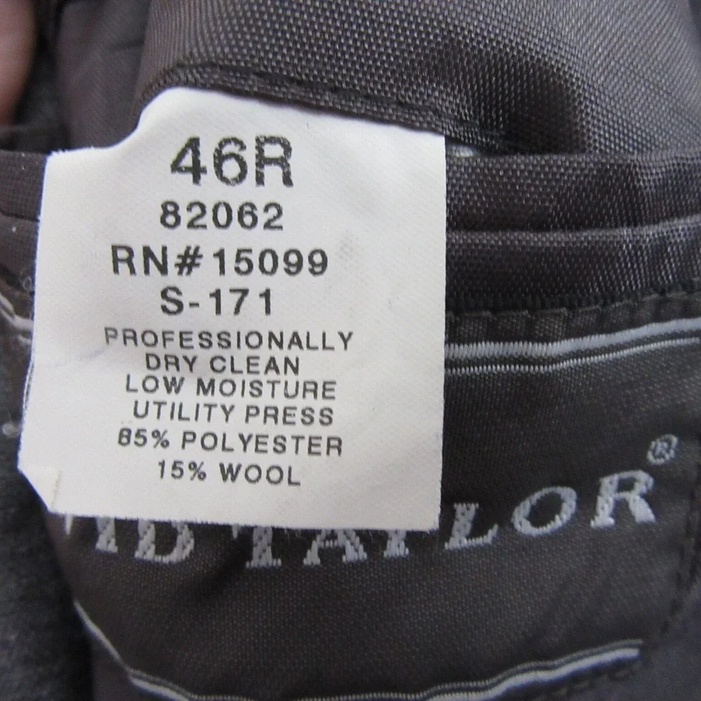 David Taylor Blazer Light Gray Gold Button Mens 46R Wool Blend Single Vent